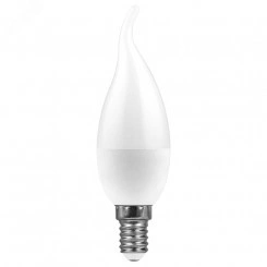 Лампа светодиодная LED 9вт Е14 дневной матовая свеча на ветру