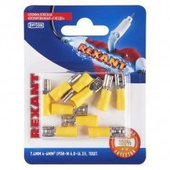 Клемма плоская изолир РПи-м 6.0-(6.3) РпИм 5,5-6-0,5 гнездо 7.4 мм, 4-6 кв мм, 10 шт, REXANT Клемма плоская изолир РПи-м 6.0-(6.3) РпИм 5,5-6-0,5 гнездо 7.4 мм, 4-6 кв мм, 10 шт, REXANT