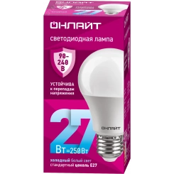 Лампа светодиодная 27вт OLL-A60-27-230-6.5K-E27 PRO 90-240В ОНЛАЙТ