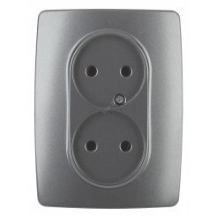 Розетка 2X2P, 16A-250В, Эра12, графит, 12-2107-12 Розетка 2X2P, 16A-250В, Эра12, графит, 12-2107-12