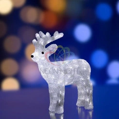 Фигура акриловая светодиодная Северный Олень 45 см, 100 светодиодов, IP65, понижающий трансформатор в комплекте