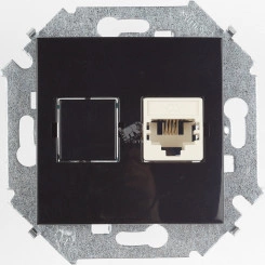 Розетка компьютерная RJ45 категория 5е черный глянец