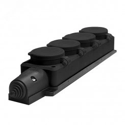 Колодка 4-х местная однофазная с заглушками КОМПАКТ каучук черный Колодка 4-х местная однофазная с заглушками КОМПАКТ каучук черный