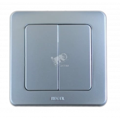 Выключатель двухклавишный скрытый серебро 16А Выключатель двухклавишный скрытый серебро 16А