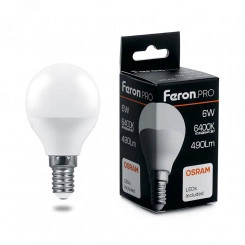 Лампа светодиодная LED 6вт Е14 дневной матовый шар Feron.PRO Лампа светодиодная LED 6вт Е14 дневной матовый шар Feron.PRO
