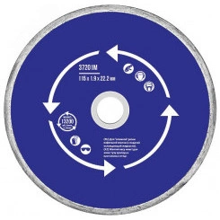 Диск отрезной алмазный сплошной (влажная резка), для работы с кафелем, 115х1.9х5.0х22.2 мм Диск отрезной алмазный сплошной (влажная резка), для работы с кафелем, 115х1.9х5.0х22.2 мм