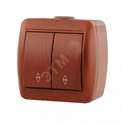 Ната Выключатель двухклавишный с подсветкой вишня Ната Выключатель двухклавишный с подсветкой вишня