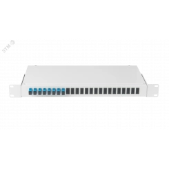 Оптический кросс 19, 1U, укомплектованный на 8 портов SC/UPC(8 одинарных SC/UPC адаптеров), SM 9/125 OS2, стальной, серый