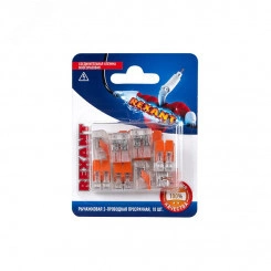 Клемма универсальная компактная СМК 221-412, 2-проводная до 4,0 кв мм, 10 шт, REXANT