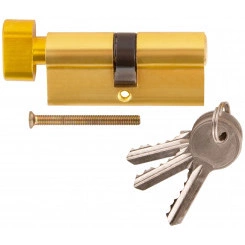 Цилиндровый механизм ''Фабрика замков'' 70 мм, ключ-завертка, латунь Цилиндровый механизм ''Фабрика замков'' 70 мм, ключ-завертка, латунь