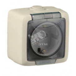 Розетка наружная с заземлением с шторками слоноваякость IP44 Розетка наружная с заземлением с шторками слоноваякость IP44