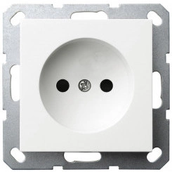 Розетка без заземления с защитными шторками 16A 250V~ 2P, цвет белый глянцевый Розетка без заземления с защитными шторками 16A 250V~ 2P, цвет белый глянцевый