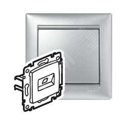 VALENA Розетка двойная компьютерная RJ45 UTP алюминий