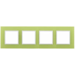 Рамка на 4 поста, стекло, Эра Elegance, лайм+бел, 14-5104-26