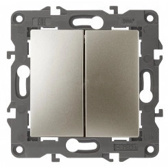 Выключатель двойной, 10АХ-250В, Эра Elegance, шампань,14-1104-04 Выключатель двойной, 10АХ-250В, Эра Elegance, шампань,14-1104-04