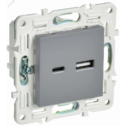 SKANDY Розетка USB A+C 3,1А SK-R14Gr серый IEK