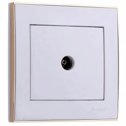 Розетка RAIN ТВ проходная белая с боковой вставкой золото