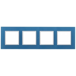 Рамка на 4 поста, стекло, Эра Elegance, голубой+бел, 14-5104-28
