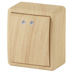 Выключатель с подсветкой, 10АХ-250В, ОУ, Эра Эксперт, сосна,11-1202-11 Выключатель с подсветкой, 10АХ-250В, ОУ, Эра Эксперт, сосна,11-1202-11