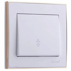 Выключатель RAIN проходной белый с боковой вставкой золото Выключатель RAIN проходной белый с боковой вставкой золото