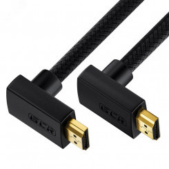 Кабель HDMI 2.0, Ultra HD 19М на 19М, угловой, 2 м., черный нейлон