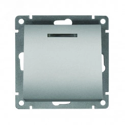 Выключатель одноклавишный с подсветкой UNIVersal серия Афина , с/у, 10А, 220В, серебро (еврослот), механизм Выключатель одноклавишный с подсветкой UNIVersal серия Афина , с/у, 10А, 220В, серебро (еврослот), механизм