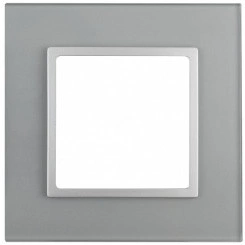 Рамка на 1 пост, стекло, Эра Elegance, алюминий+алюм, 14-5101-03