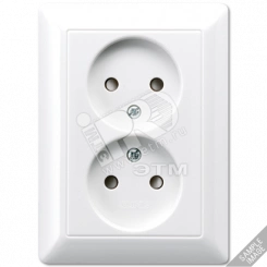 Розетка сдвоенная без заземления с полной платой слоновая кость Розетка сдвоенная без заземления с полной платой слоновая кость