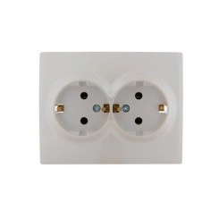 KARINA Розетка двойная с/з керамика жемчужно-белый перламутр (10шт/120шт) KARINA Розетка двойная с/з керамика жемчужно-белый перламутр (10шт/120шт)