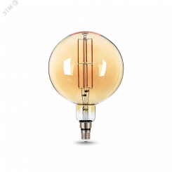 Лампа светодиодная филаментная LED 8 Вт 780 лм 2400К AC185-265В E27 шар G200 теплая золотистая колба Black Filament Gauss Лампа светодиодная филаментная LED 8 Вт 780 лм 2400К AC185-265В E27 шар G200 теплая золотистая колба Black Filament Gauss