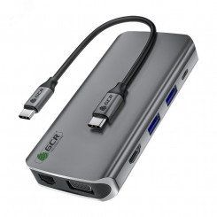 Док-станция 10 в 1, Type C на HDMI, VGA, RJ45, USB 3.0, Card Reader, PD, аудио