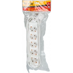 Удлинитель бытовой  5 розеток шнур 3м с заземлением