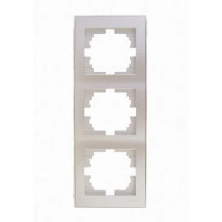 Рамка RAIN тройная вертикальная жемчужно-белый перламутр с боковой вставкой