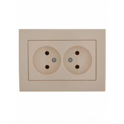 Розетка RAIN двойная без заземления керамика крем Розетка RAIN двойная без заземления керамика крем