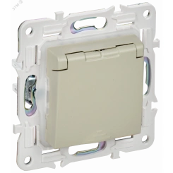 SKANDY Розетка 1-местная с заземлением с защитными шторками и крышкой 16А IP44 SK-R11B бежевый IEK SKANDY Розетка 1-местная с заземлением с защитными шторками и крышкой 16А IP44 SK-R11B бежевый IEK