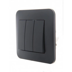 KARINA Выключатель тройной чёрный бархат (10шт/120шт) KARINA Выключатель тройной чёрный бархат (10шт/120шт)