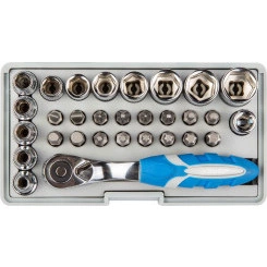 Набор ''ЭКСПЕРТ'': Биты 16шт,торцов головки с мини трещоткой 12шт,адаптер для бит SQ 1/4''хHex 1/4'',удлинит 1/4''/80мм Набор ''ЭКСПЕРТ'': Биты 16шт,торцов головки с мини трещоткой 12шт,адаптер для бит SQ 1/4''хHex 1/4'',удлинит 1/4''/80мм