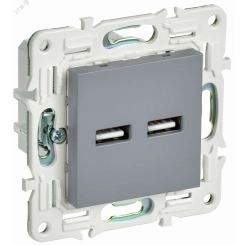 SKANDY Розетка USB A+A 3,1А SK-R15Gr серый IEK