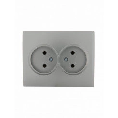 KARINA Розетка двойная б/з ПБТ матовое серебро (10шт/120шт) KARINA Розетка двойная б/з ПБТ матовое серебро (10шт/120шт)