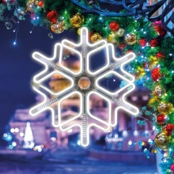 Фигура Снежинка из гибкого неона с эффектом тающих сосулек, 60х60 см, свечение белый