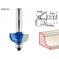 Фреза кромочная калевочная №7 25.4x13мм, радиус 4.8мм