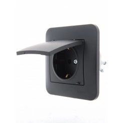 KARINA Розетка с/з с крышкой керамика чёрный бархат (10шт/120шт) KARINA Розетка с/з с крышкой керамика чёрный бархат (10шт/120шт)