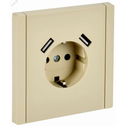 FORTE&PIANO Розетка 1-местная с заземлением с защитными шторками винтовое крепление 16А USB A+A 3,1А FP445 ваниль IEK FORTE&PIANO Розетка 1-местная с заземлением с защитными шторками винтовое крепление 16А USB A+A 3,1А FP445 ваниль IEK