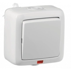 Выключатель одноклавишный наружный с индикацией белый IP44 16А Выключатель одноклавишный наружный с индикацией белый IP44 16А