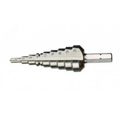 Насадка-ступенчатое сверло 843/1 4-20 мм с шагом по диаметру 2 мм для жести 1 мм хвостовик 1/4 C 6.3 75 мм Насадка-ступенчатое сверло 843/1 4-20 мм с шагом по диаметру 2 мм для жести 1 мм хвостовик 1/4 C 6.3 75 мм