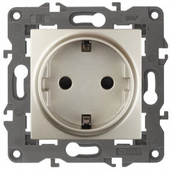 Розетка 2P+E Schuko со шторками, 16А-250В, Эра Elegance, шампань, 14-2102-04 Розетка 2P+E Schuko со шторками, 16А-250В, Эра Elegance, шампань, 14-2102-04