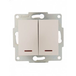 KARINA Выключатель двойной с подсветкой жемчужно-белый перламутр (10шт/120шт) KARINA Выключатель двойной с подсветкой жемчужно-белый перламутр (10шт/120шт)