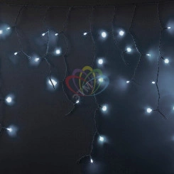 Гирлянда Айсикл Бахрома светодиодный, 5,6 х 0,9 м, с эффектом мерцания, белый провод каучук, 230 В, диоды белые, 240 LED