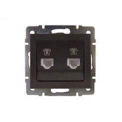 Розетка RAIN телефонная двойная евро черный графит матовый механизм