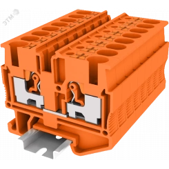 Клемма мини TP 1-1 проходная, Push-in, сечение 2,5 мм. кв., DIN 15, оранжевая